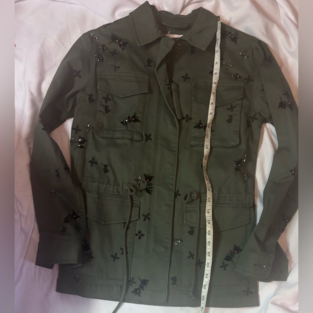 Scripted Embellished Green Jacket - Picture 7 of 10